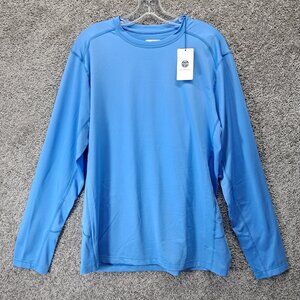 Nepallo Men's Performance Sun Protection LS Crew Fishing Golf Blue Medium